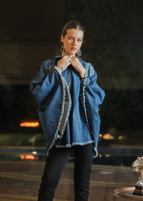 Plus Size Men's Relaxed Fit Jeans with a Faded Wash for a Vintage - Inspired LookBlue Denim Poncho Plus Size Men's Relaxed Fit Jeans with a Faded Wash for a Vintage - Inspired LookBlue Denim Poncho