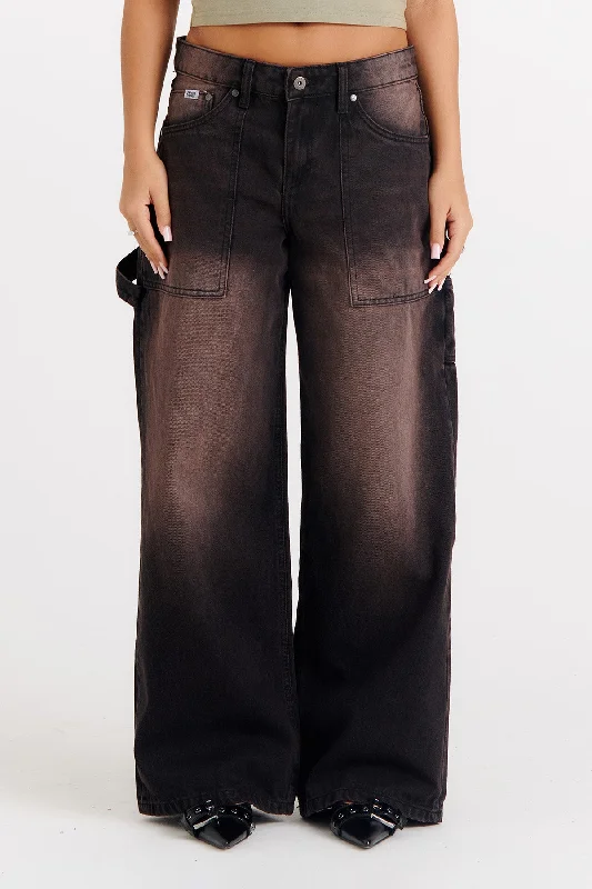 Plus Size Men's Straight Leg Jeans with Reinforced Knees for DurabilityCarpenter Release Jean Brown Wash