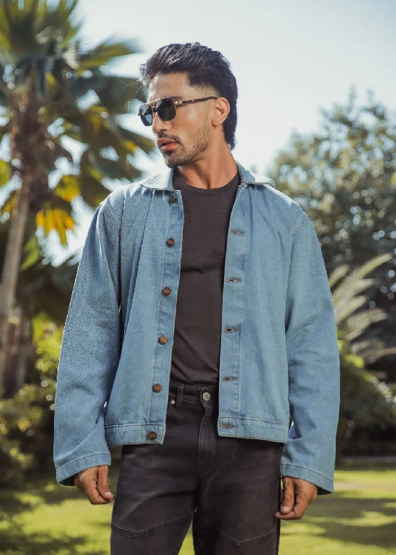Men's Jeans with a Zip - Off Lower Leg for Convertible StyleClassic Light Blue Shacket Men's Jeans with a Zip - Off Lower Leg for Convertible StyleClassic Light Blue Shacket