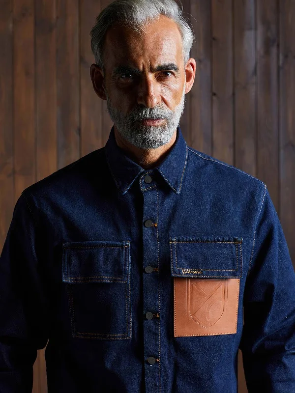 Men's Jeans with a Frayed Hem for a Casual and Effortless StyleCognac Pocket Denim Shirt Men's Jeans with a Frayed Hem for a Casual and Effortless StyleCognac Pocket Denim Shirt