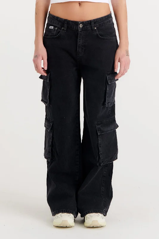 Plus Size Men's Relaxed Fit Jeans with a Faded Wash for a Vintage - Inspired LookCombat Release Jean - Charcoal
