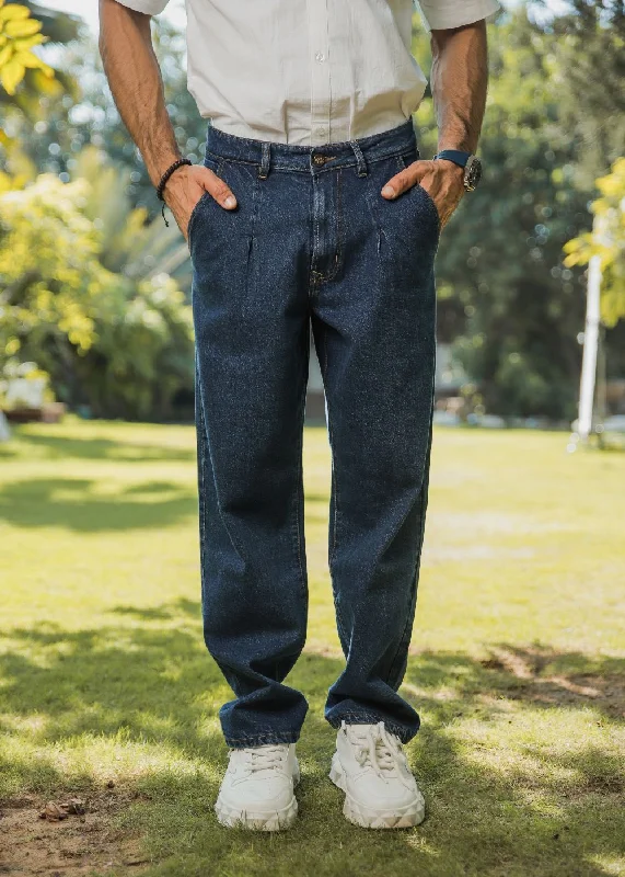 Plus Size Men's Straight Leg Jeans with Reinforced Knees for DurabilityDark Blue Urban Pleat Relaxed Jeans Plus Size Men's Straight Leg Jeans with Reinforced Knees for DurabilityDark Blue Urban Pleat Relaxed Jeans