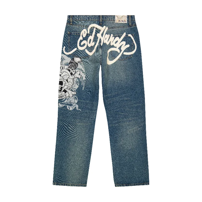 Plus Size Men's Straight Leg Jeans with Reinforced Knees for DurabilityDG Skull Loose Fit Jean Plus Size Men's Straight Leg Jeans with Reinforced Knees for DurabilityDG Skull Loose Fit Jean