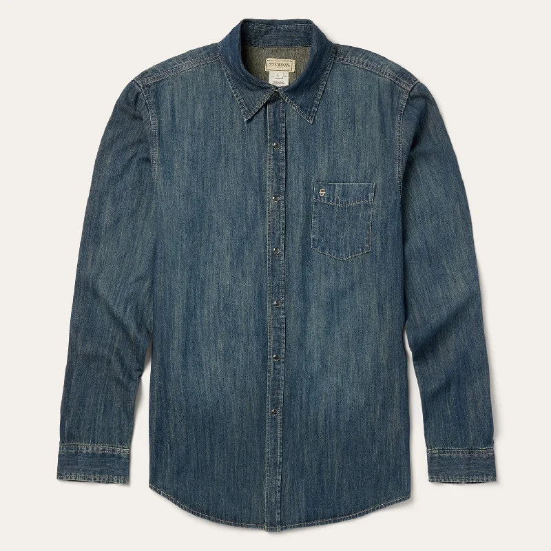 Plus Size Men's Relaxed Fit Jeans with a Faded Wash for a Vintage - Inspired LookDark Denim Western Shirt