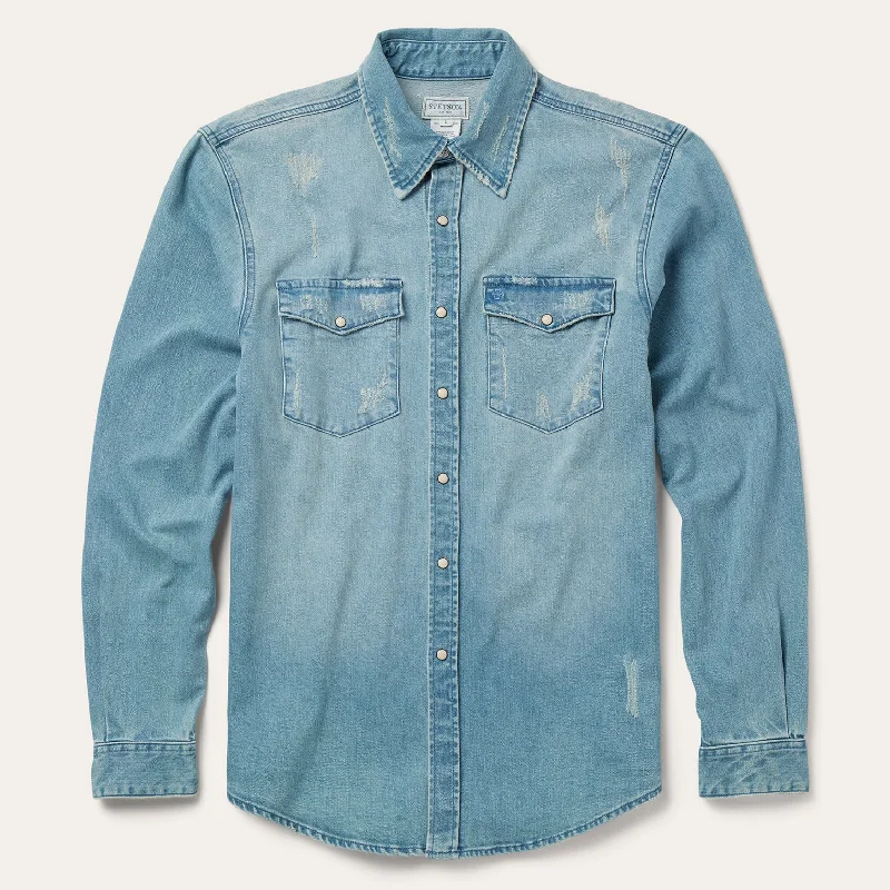 Men's Jeans with a Cargo - Inspired Knee Pocket for Extra StorageDistressed Denim Western Shirt Men's Jeans with a Cargo - Inspired Knee Pocket for Extra StorageDistressed Denim Western Shirt
