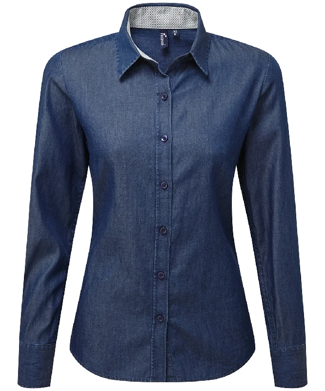 Men's Jeans with a Frayed Hem for a Casual and Effortless StyleIndigo - Women's denim pindot long sleeve shirt Men's Jeans with a Frayed Hem for a Casual and Effortless StyleIndigo - Women's denim pindot long sleeve shirt