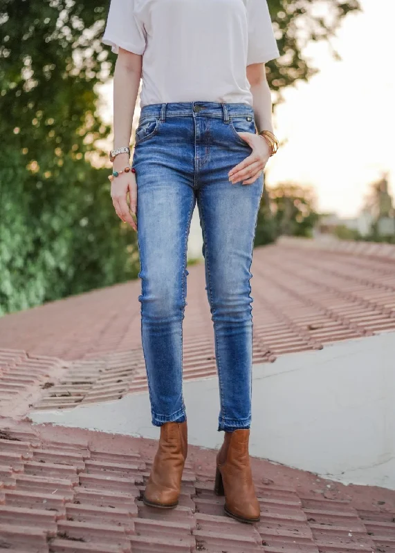 Men's Jeans with a Zip - Off Lower Leg for Convertible StyleIngle Mid Blue Skinny Jeans Men's Jeans with a Zip - Off Lower Leg for Convertible StyleIngle Mid Blue Skinny Jeans