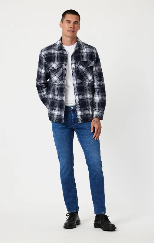 Men's Jeans with a Zip - Off Lower Leg for Convertible StyleMARCUS SLIM STRAIGHT LEG IN DARK BRUSHED FEATHER BLUE Men's Jeans with a Zip - Off Lower Leg for Convertible StyleMARCUS SLIM STRAIGHT LEG IN DARK BRUSHED FEATHER BLUE