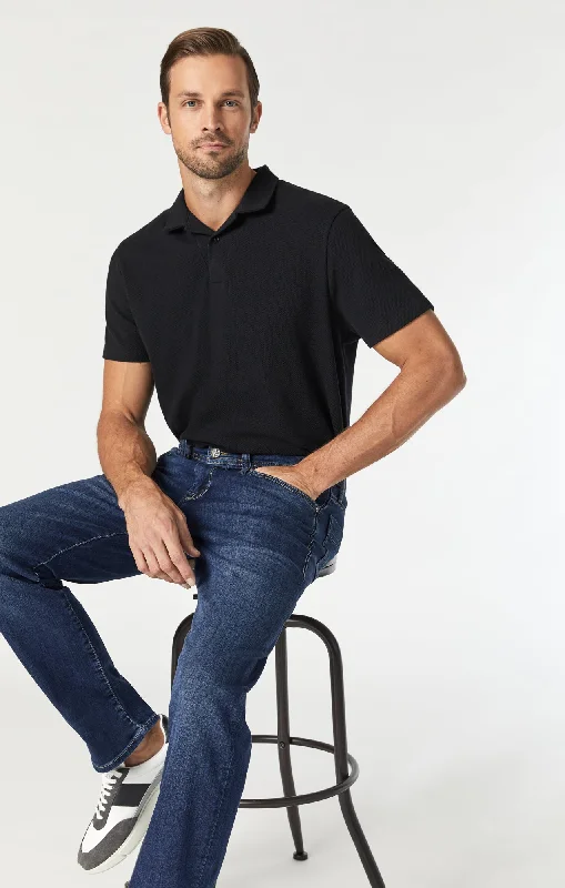 Men's Distressed Jeans with Patches for a Retro and DIY - Inspired AppearanceMATT RELAXED STRAIGHT LEG IN MID INDIGO COOPER Men's Distressed Jeans with Patches for a Retro and DIY - Inspired AppearanceMATT RELAXED STRAIGHT LEG IN MID INDIGO COOPER