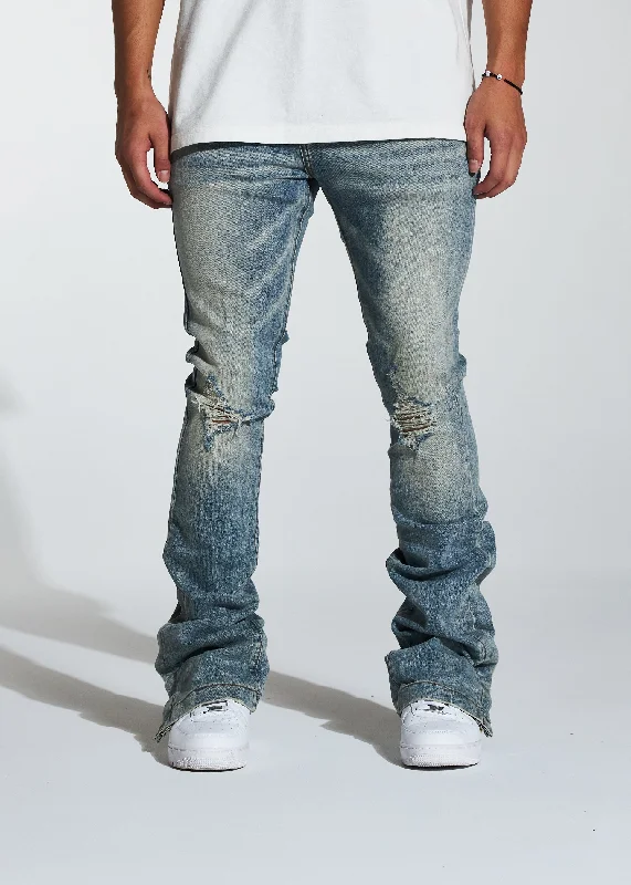 Plus Size Men's Bootcut Jeans with a Relaxed Waist for a Classic and Comfortable FitSnap Flare Denim (Stone) Plus Size Men's Bootcut Jeans with a Relaxed Waist for a Classic and Comfortable FitSnap Flare Denim (Stone)