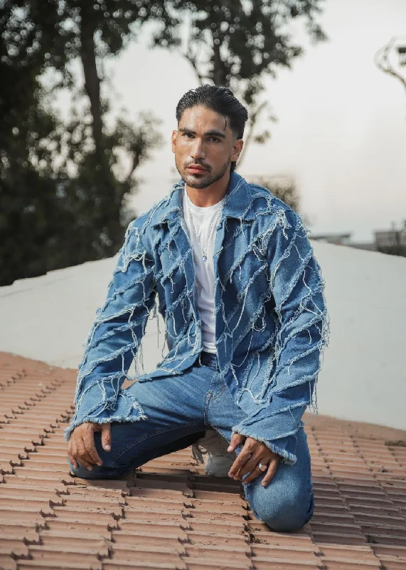 Men's High - Waisted Jeans in a Medium Wash for a Vintage - Style RevivalThe Fray Master Men's High - Waisted Jeans in a Medium Wash for a Vintage - Style RevivalThe Fray Master