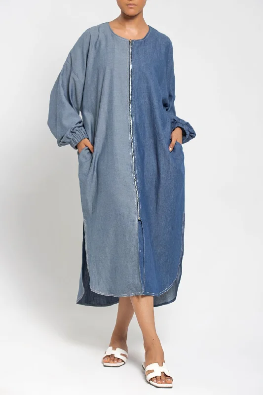 Men's Distressed Jeans with Patches for a Retro and DIY - Inspired AppearanceTwo-toned zipper front long Tunic Men's Distressed Jeans with Patches for a Retro and DIY - Inspired AppearanceTwo-toned zipper front long Tunic