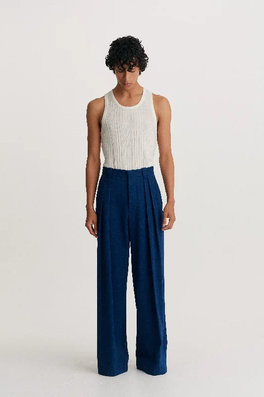 Men's Jeans with an Elastic Waistband for Ultimate ComfortWide Leg Denim Trouser