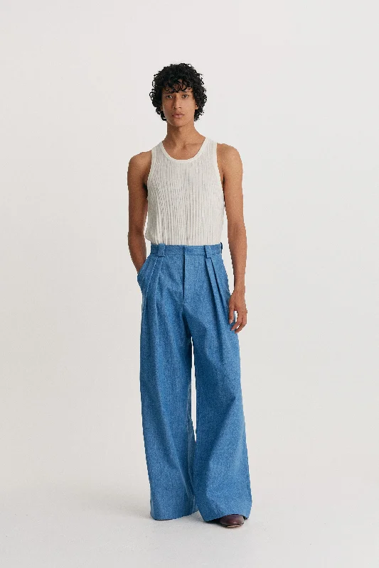 Men's Distressed Jeans with Patches for a Retro and DIY - Inspired AppearanceWide Leg Trouser Men's Distressed Jeans with Patches for a Retro and DIY - Inspired AppearanceWide Leg Trouser