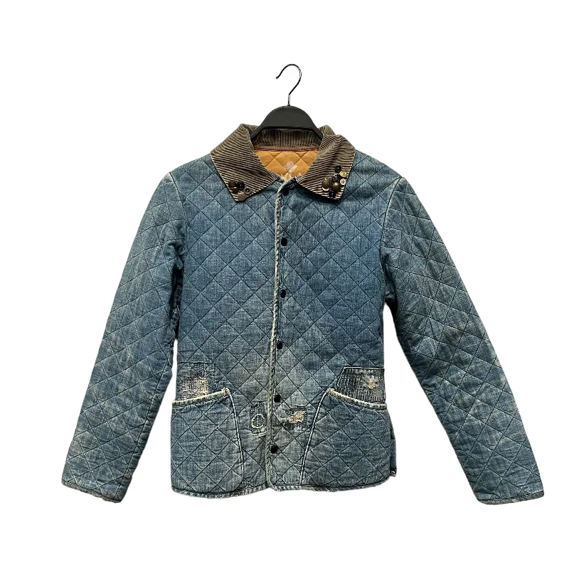 Bomber men jackets with ribbed cuffs for a classic 80s styleKAPITAL/Denim Jkt/S/Denim/BLU/Quilted Sashiko Bomber men jackets with ribbed cuffs for a classic 80s styleKAPITAL/Denim Jkt/S/Denim/BLU/Quilted Sashiko