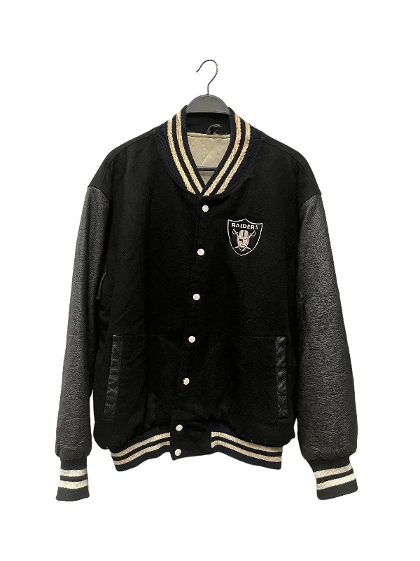 Checkered men jackets in a plaid pattern for a preppy appearanceVintage/Souvenir Jkt/Leather/BLK/Raiders Checkered men jackets in a plaid pattern for a preppy appearanceVintage/Souvenir Jkt/Leather/BLK/Raiders