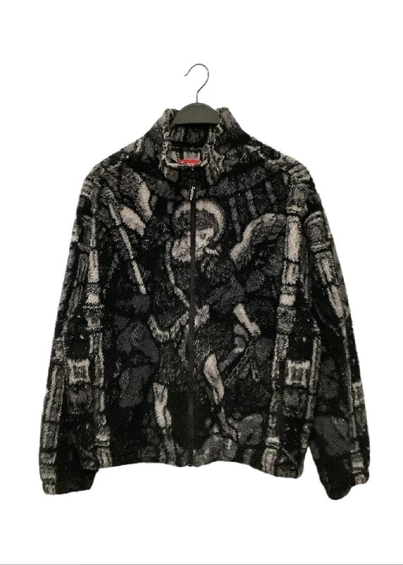 Fleece - lined men jackets for cold - weather commutingSupreme/Fleece Jkt/M/BLK/All Over Print/Saint Micheal Fleece - lined men jackets for cold - weather commutingSupreme/Fleece Jkt/M/BLK/All Over Print/Saint Micheal