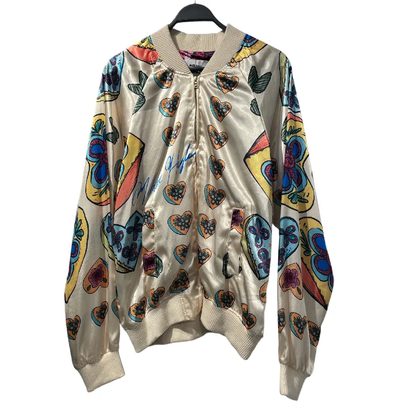 Fleece - lined men jackets for cold - weather commutingMelrose High/Souvenir Jkt/XL/Silk/CRM/Single Breasted/All Over Print/ Fleece - lined men jackets for cold - weather commutingMelrose High/Souvenir Jkt/XL/Silk/CRM/Single Breasted/All Over Print/