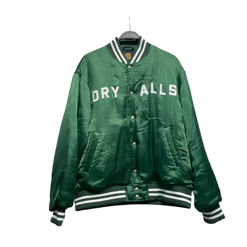 Checkered men jackets in a plaid pattern for a preppy appearanceHUMAN MADE/Baseball Jkt/XL/GRN/Graphic/ Checkered men jackets in a plaid pattern for a preppy appearanceHUMAN MADE/Baseball Jkt/XL/GRN/Graphic/