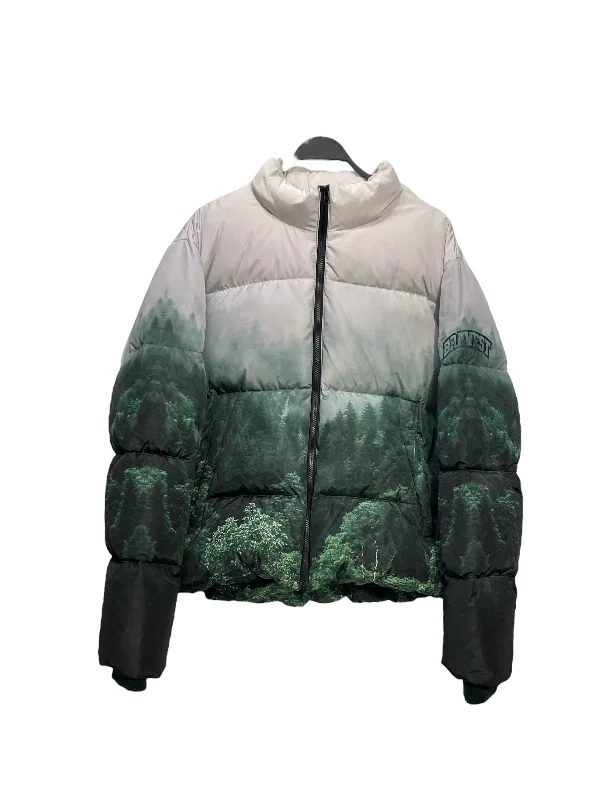 Hooded men jackets with a detachable faux - fur trim for added warmthBravest Studios/Puffer Jkt/XXL/Polyester/GRN/All Over Print/ Hooded men jackets with a detachable faux - fur trim for added warmthBravest Studios/Puffer Jkt/XXL/Polyester/GRN/All Over Print/