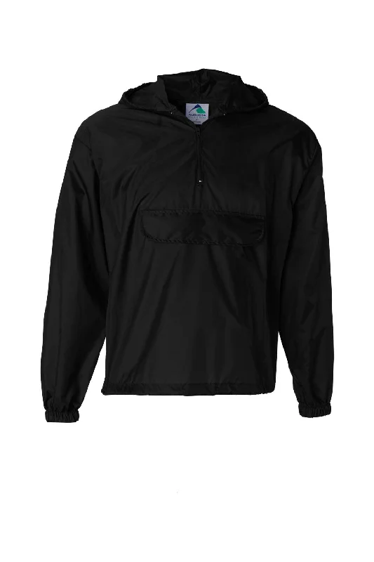 Men jackets with a media - friendly pocket for easy access to gadgetsAugusta Sportswear Mens Water Resistant Packable 1/4 Zip Hooded Jacket - Black Men jackets with a media - friendly pocket for easy access to gadgetsAugusta Sportswear Mens Water Resistant Packable 1/4 Zip Hooded Jacket - Black