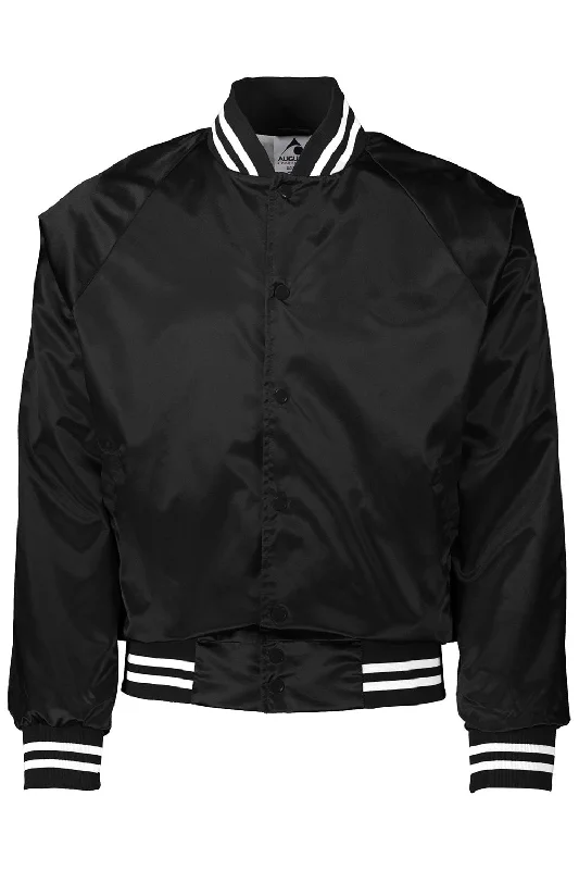 Windbreaker men jackets with UV protection for outdoor activitiesAugusta Sportswear Mens Water Resistant Snap Front Satin Baseball Jacket w/ Striped Trim - Black/White Windbreaker men jackets with UV protection for outdoor activitiesAugusta Sportswear Mens Water Resistant Snap Front Satin Baseball Jacket w/ Striped Trim - Black/White