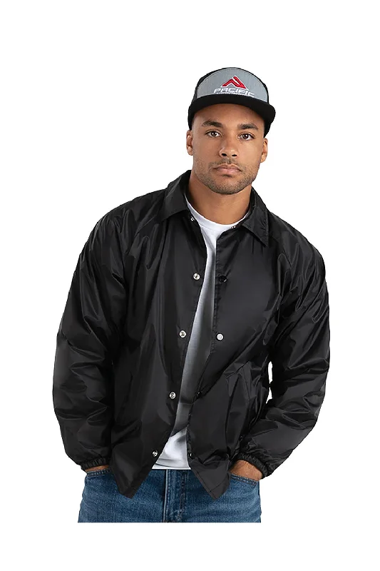Down - filled men jackets in bright colors for winter fashionAugusta Sportswear Mens Water Resistant Snap Down Coaches Jacket - Black Down - filled men jackets in bright colors for winter fashionAugusta Sportswear Mens Water Resistant Snap Down Coaches Jacket - Black