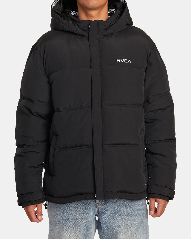 Plus - size men jackets with adjustable drawstrings for a comfortable fitBalance Puffer Jacket - RVCA Black Plus - size men jackets with adjustable drawstrings for a comfortable fitBalance Puffer Jacket - RVCA Black