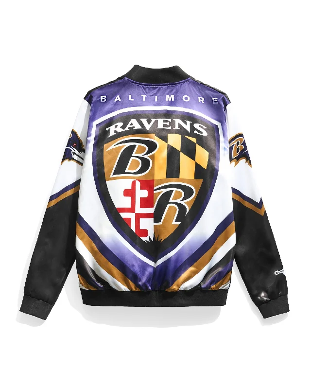 Hooded men jackets with a detachable faux - fur trim for added warmthBaltimore Ravens Fanimation Satin Jacket Hooded men jackets with a detachable faux - fur trim for added warmthBaltimore Ravens Fanimation Satin Jacket