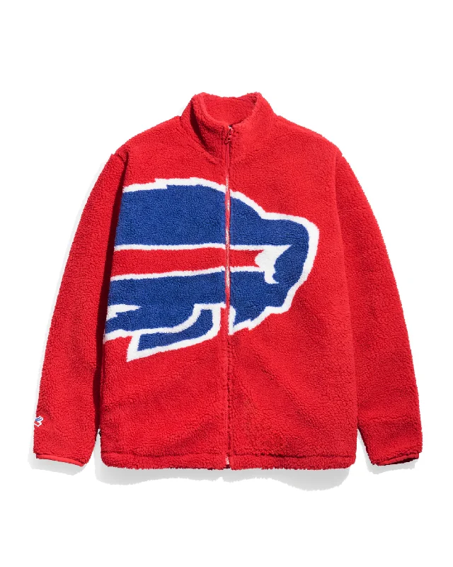 Bomber men jackets with ribbed cuffs for a classic 80s styleBuffalo Bills Red Sherpa Jacket Bomber men jackets with ribbed cuffs for a classic 80s styleBuffalo Bills Red Sherpa Jacket