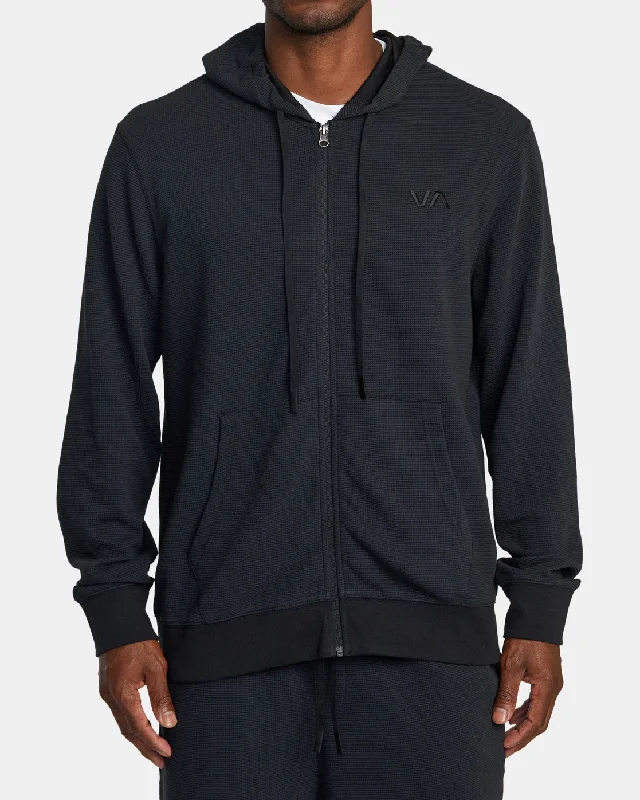 Checkered men jackets in a plaid pattern for a preppy appearanceC-Able Waffle Knit Zip Hoodie - Black Checkered men jackets in a plaid pattern for a preppy appearanceC-Able Waffle Knit Zip Hoodie - Black