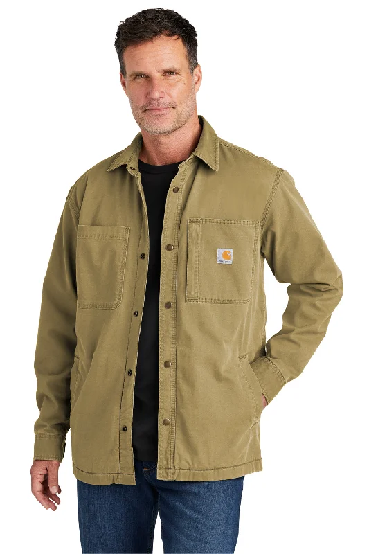Down - filled men jackets in bright colors for winter fashionCarhartt Mens Rugged Flex Fleece Lined Button Down Shirt Jacket - Dark Khaki Brown Down - filled men jackets in bright colors for winter fashionCarhartt Mens Rugged Flex Fleece Lined Button Down Shirt Jacket - Dark Khaki Brown