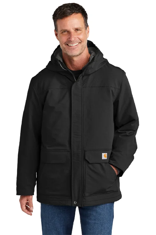 Checkered men jackets in a plaid pattern for a preppy appearanceCarhartt Mens Super Dux Wind & Water Resistant Full Zip Hooded Jacket - Black Checkered men jackets in a plaid pattern for a preppy appearanceCarhartt Mens Super Dux Wind & Water Resistant Full Zip Hooded Jacket - Black