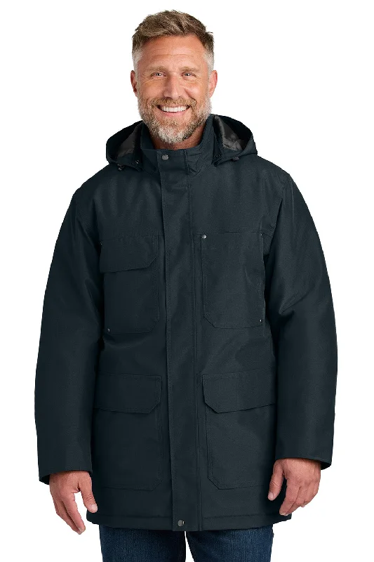 Fleece - lined men jackets for cold - weather commutingCornerStone Mens Elements Wind & Water Resistant Insulated Full Zip Hooded Parka - Navy Blue - New Fleece - lined men jackets for cold - weather commutingCornerStone Mens Elements Wind & Water Resistant Insulated Full Zip Hooded Parka - Navy Blue - New