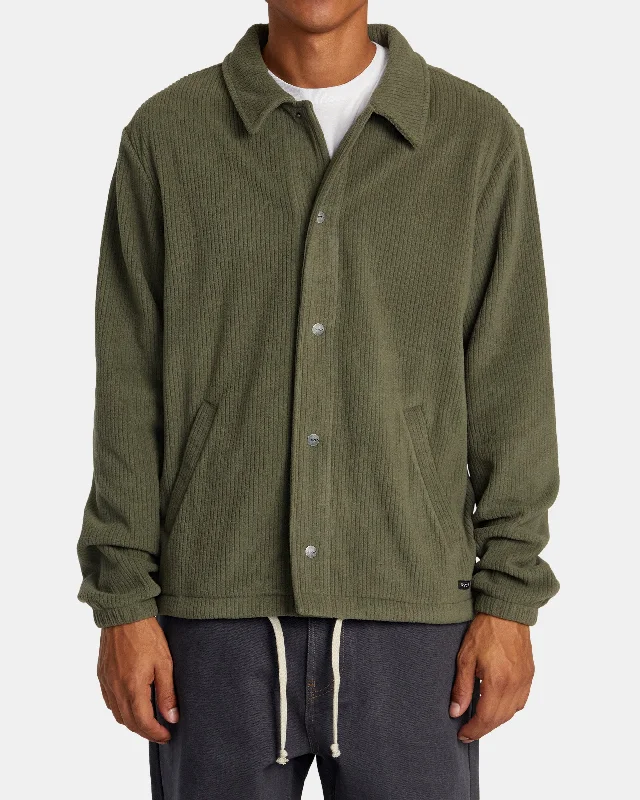 Plus - size men jackets with adjustable drawstrings for a comfortable fitDowntown Fleece Coaches Jacket - Olive Plus - size men jackets with adjustable drawstrings for a comfortable fitDowntown Fleece Coaches Jacket - Olive