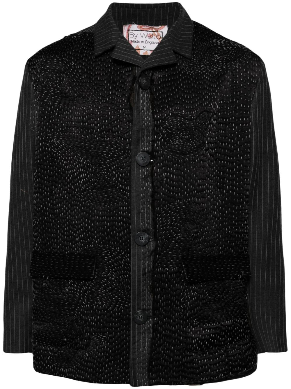 Down - filled men jackets in bright colors for winter fashionEmbroidered Pinstriped Shirt Jacket Down - filled men jackets in bright colors for winter fashionEmbroidered Pinstriped Shirt Jacket