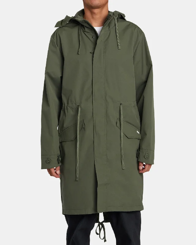 Embroidered men jackets with intricate floral designs for a unique aestheticFishtail Raincoat - Cactus Embroidered men jackets with intricate floral designs for a unique aestheticFishtail Raincoat - Cactus