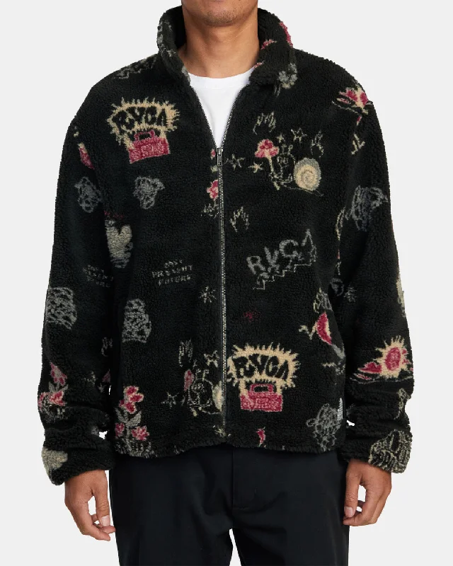 Hooded men jackets with a detachable faux - fur trim for added warmthGroove Zip-Up Sherpa Jacket - Black Hooded men jackets with a detachable faux - fur trim for added warmthGroove Zip-Up Sherpa Jacket - Black