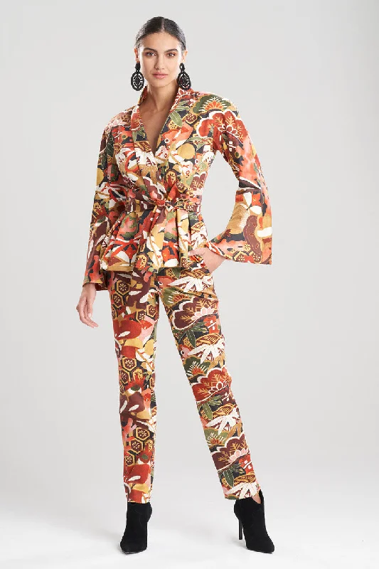 Embroidered men jackets with intricate floral designs for a unique aestheticIkebana Printed Cotton Sateen Peplum Jacket Embroidered men jackets with intricate floral designs for a unique aestheticIkebana Printed Cotton Sateen Peplum Jacket