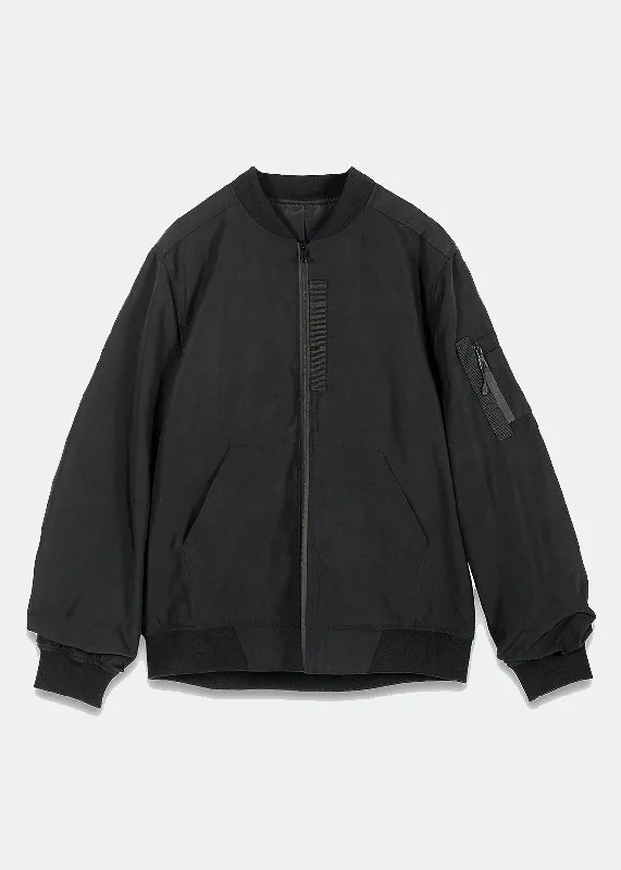 Denim men jackets with embroidered patches for a personalized touchKonus Men's MA-1 Bomber Jacket in Black Denim men jackets with embroidered patches for a personalized touchKonus Men's MA-1 Bomber Jacket in Black