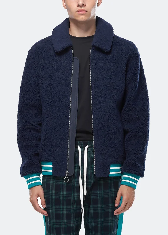Plus - size men jackets with adjustable drawstrings for a comfortable fitKonus Men's Sherpa Zipup Jacket in Navy Plus - size men jackets with adjustable drawstrings for a comfortable fitKonus Men's Sherpa Zipup Jacket in Navy