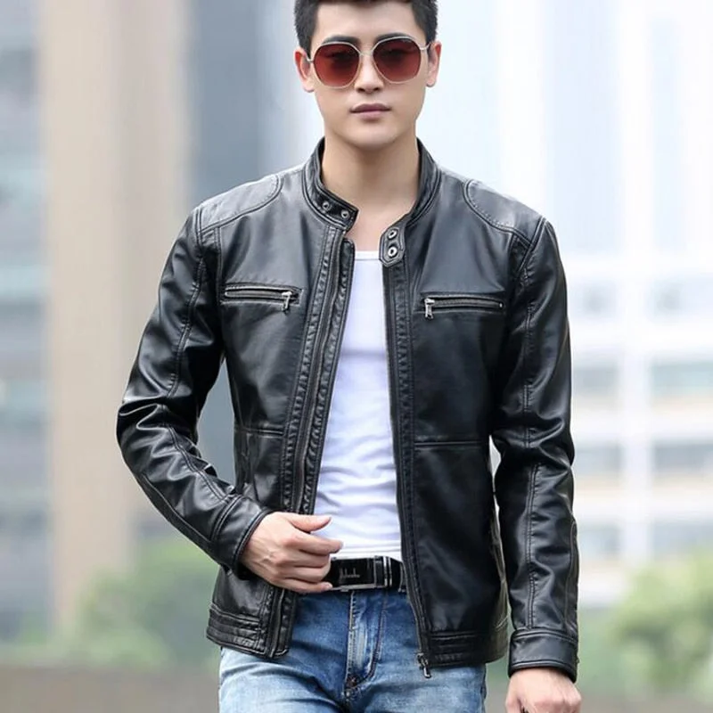 Men jackets with a media - friendly pocket for easy access to gadgetsLeather Jacket Men male casual motorcycle leather jacket Mens fashion veste en cuir pu jackets design stand collar COAT 2018 new Men jackets with a media - friendly pocket for easy access to gadgetsLeather Jacket Men male casual motorcycle leather jacket Mens fashion veste en cuir pu jackets design stand collar COAT 2018 new
