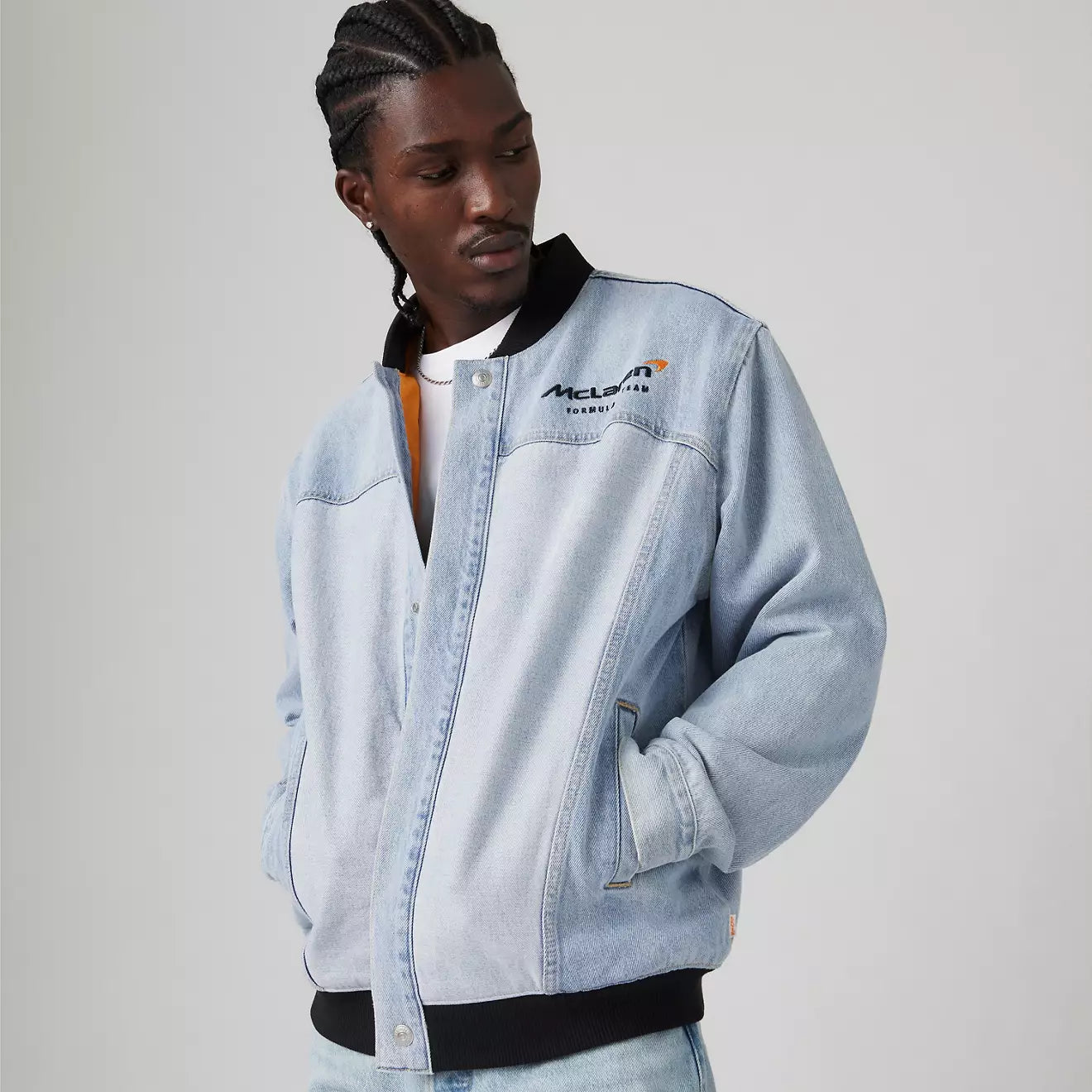 Stretch - fabric men jackets for unrestricted movement during workoutsLevi's® x McLaren Racing Track Trucker Jacket Stretch - fabric men jackets for unrestricted movement during workoutsLevi's® x McLaren Racing Track Trucker Jacket