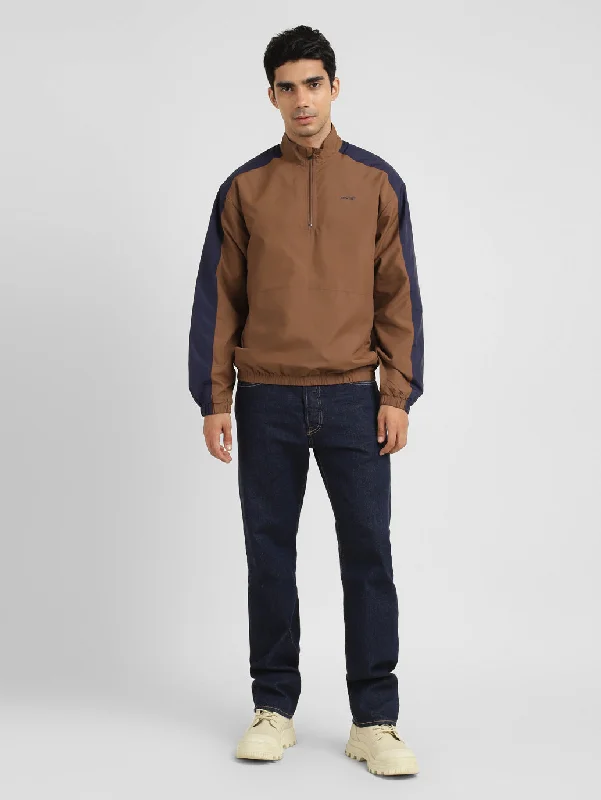 Lightweight men jackets made from recycled nylon for eco - friendly travelMen's Brown High Neck Tailored Jacket Lightweight men jackets made from recycled nylon for eco - friendly travelMen's Brown High Neck Tailored Jacket