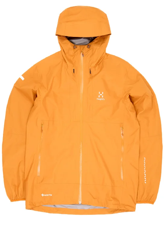 Hooded men jackets with a detachable faux - fur trim for added warmthHaglofs Men's L.I.M GTX II Jacket - Desert Yellow Hooded men jackets with a detachable faux - fur trim for added warmthHaglofs Men's L.I.M GTX II Jacket - Desert Yellow