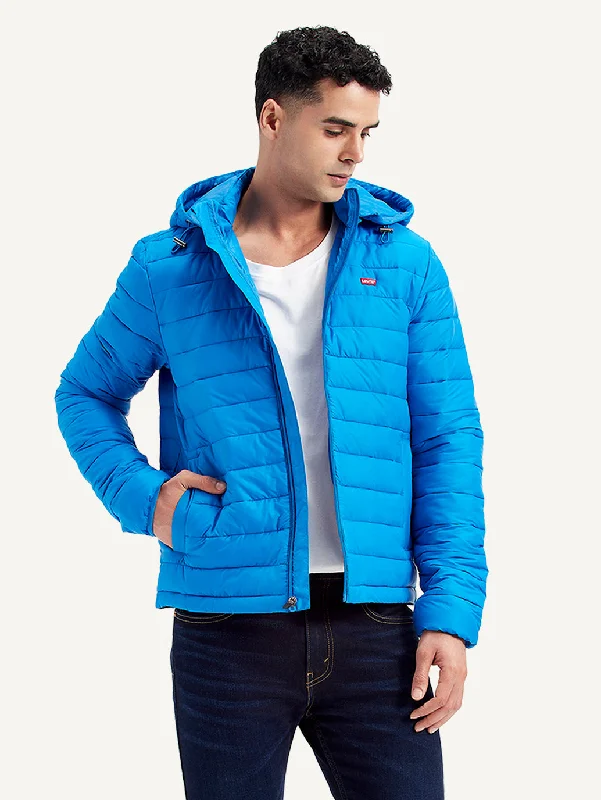 Men jackets with a hidden interior pocket for secure storageMen's Quilted Blue Hooded Puffer Jacket Men jackets with a hidden interior pocket for secure storageMen's Quilted Blue Hooded Puffer Jacket