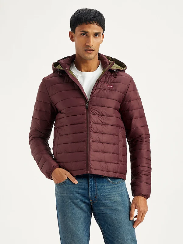Stretch - fabric men jackets for unrestricted movement during workoutsMen's Quilted Maroon Hooded Puffer Jacket Stretch - fabric men jackets for unrestricted movement during workoutsMen's Quilted Maroon Hooded Puffer Jacket