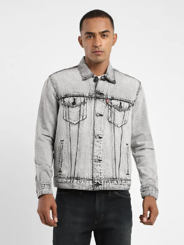 Fleece - lined men jackets for cold - weather commutingMen's Solid Spread Collar Denim Jacket Fleece - lined men jackets for cold - weather commutingMen's Solid Spread Collar Denim Jacket