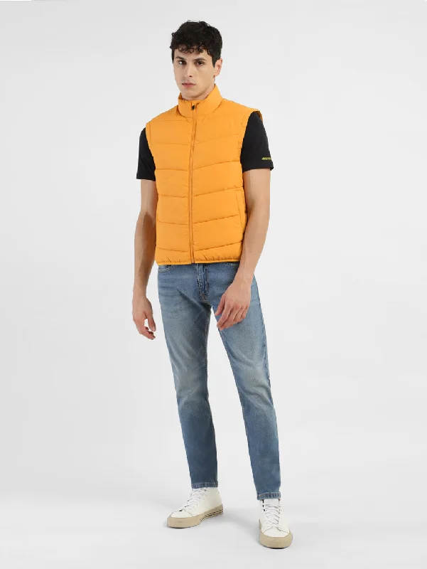 Stretch - fabric men jackets for unrestricted movement during workoutsMen's Yellow High Neck Puffer Jackets Stretch - fabric men jackets for unrestricted movement during workoutsMen's Yellow High Neck Puffer Jackets