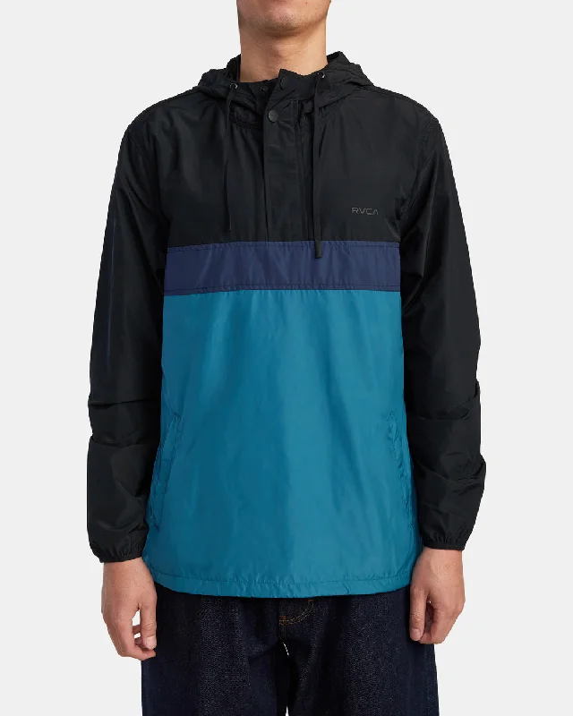Hooded men jackets with a detachable faux - fur trim for added warmthMeyer Packable Anorak Jacket - RVCA Black Hooded men jackets with a detachable faux - fur trim for added warmthMeyer Packable Anorak Jacket - RVCA Black